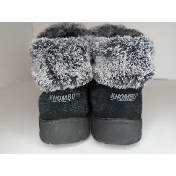 Khombu Jessica Women's Faux Fur Lined Suede Ankle Boots in Black Size 98 - Picture 4 of 8